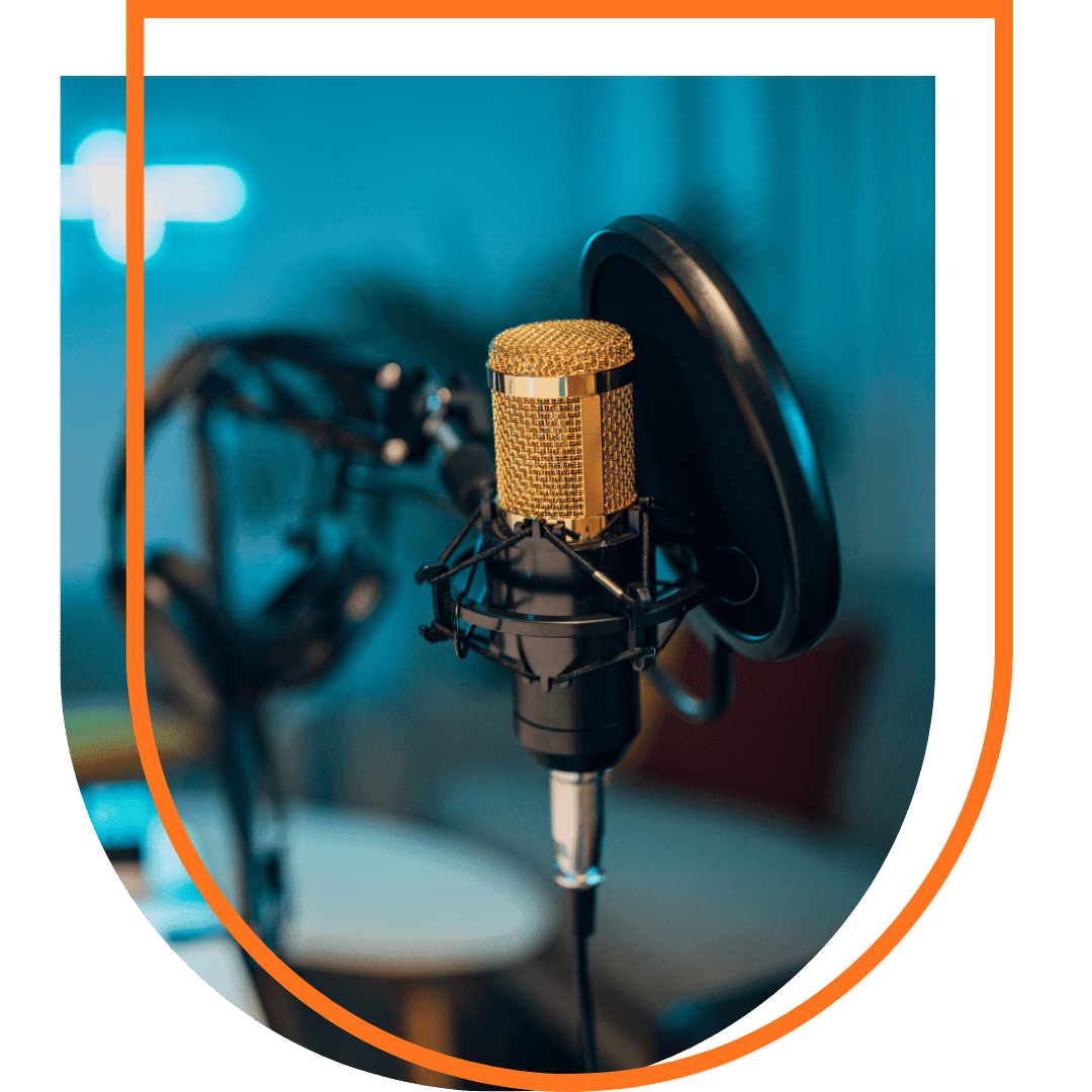 gold-colored microphone